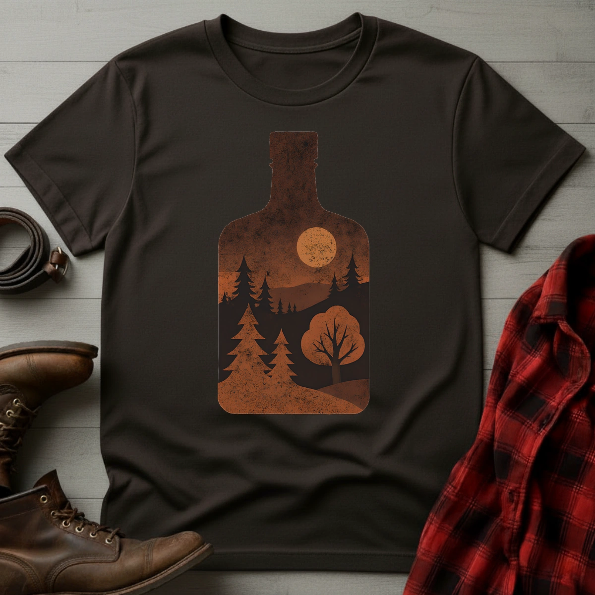 Whiskey Bottle Forest T-Shirt
