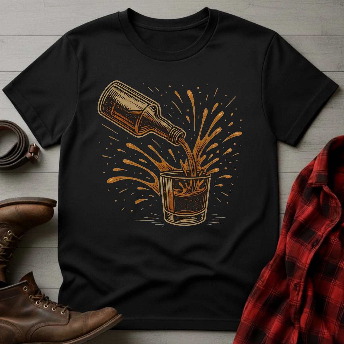 Whiskey Pour Splash T-Shirt