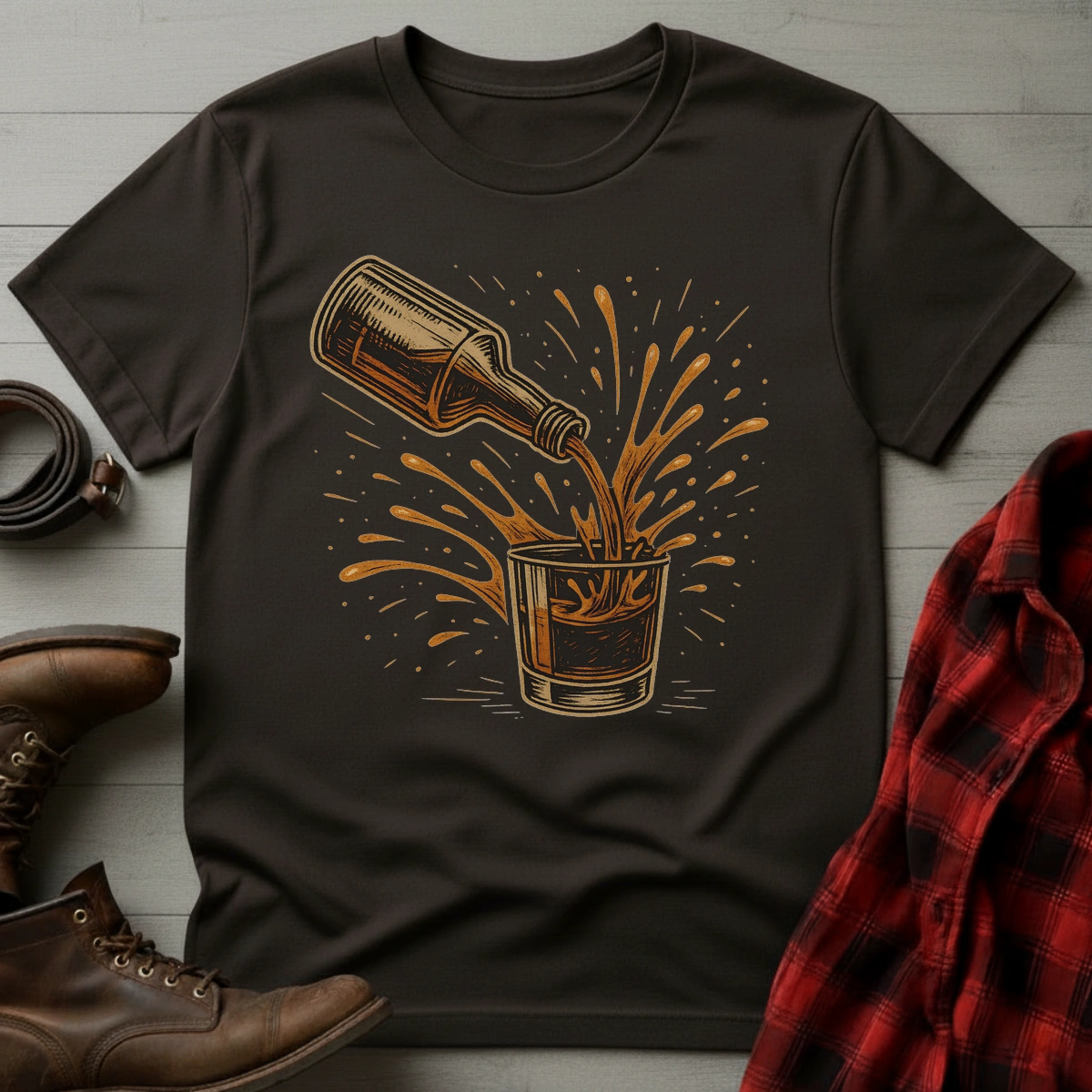 Whiskey Pour Splash T-Shirt