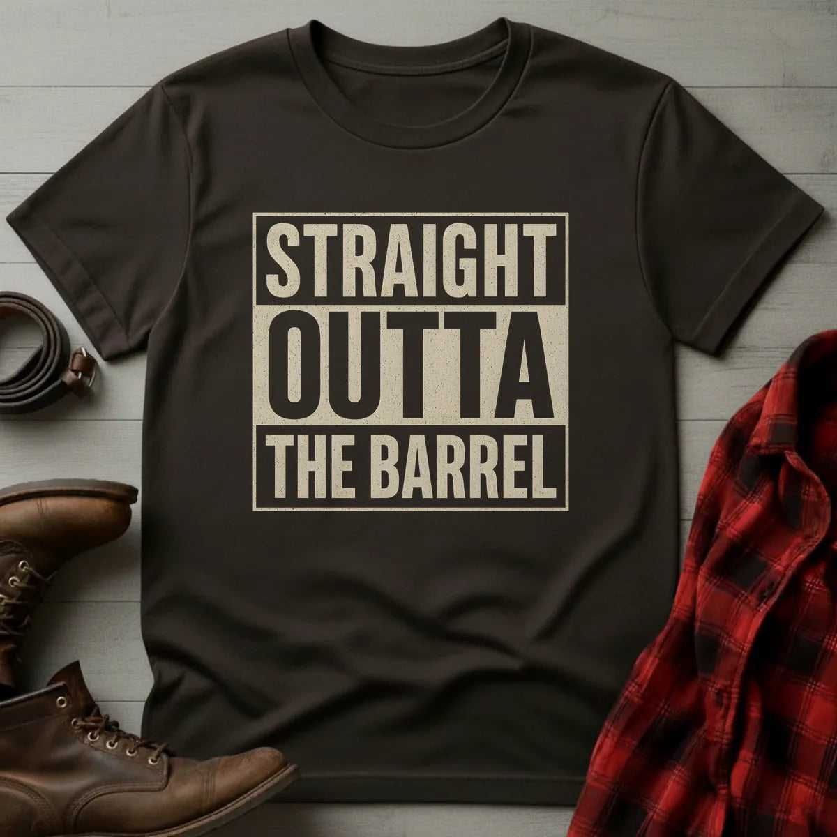 Straight Outta Barrel T-Shirt Dark Chocolate / S