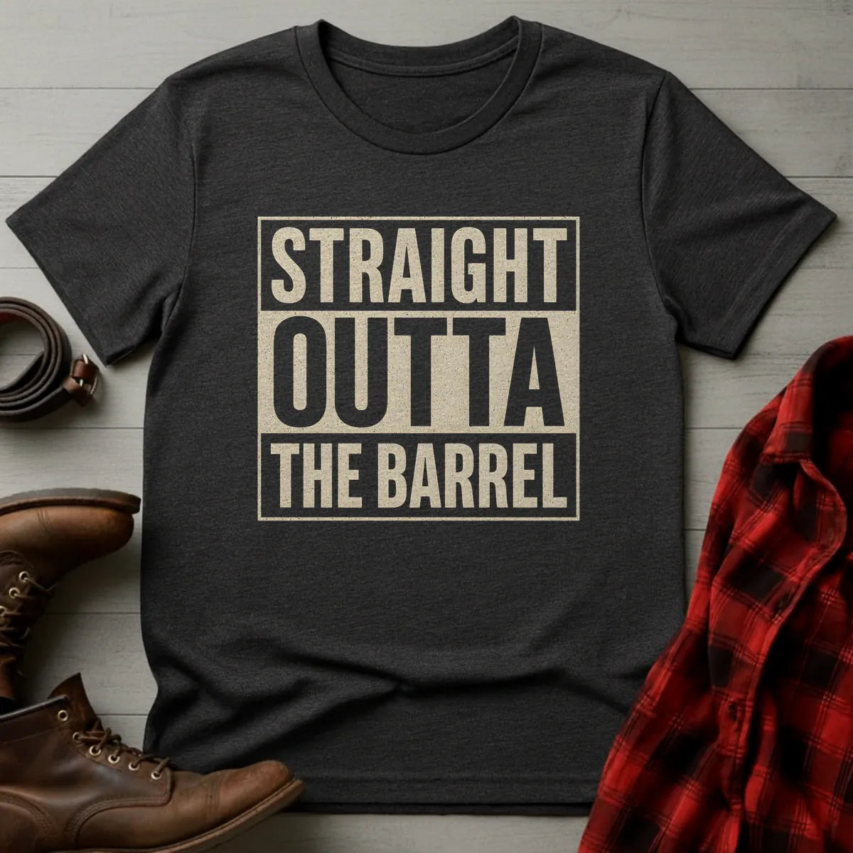 Straight Outta Barrel T-Shirt Dark Heather / S