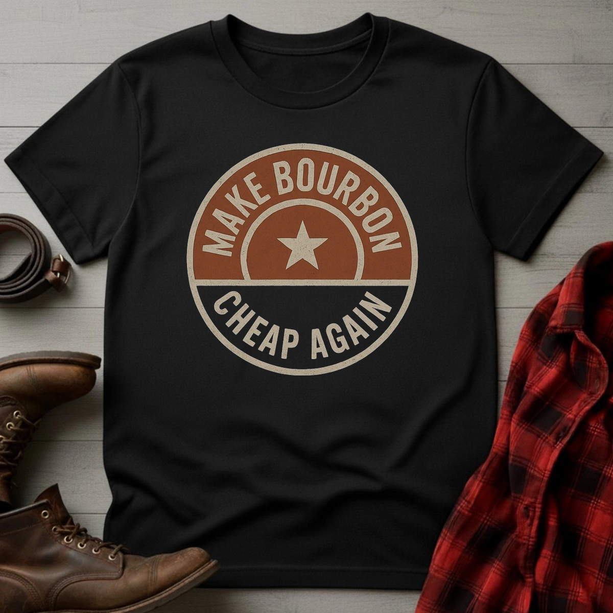 Cheap Bourbon Again Star T-Shirt