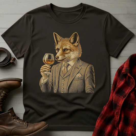 Whiskey Drinking Fox T-Shirt