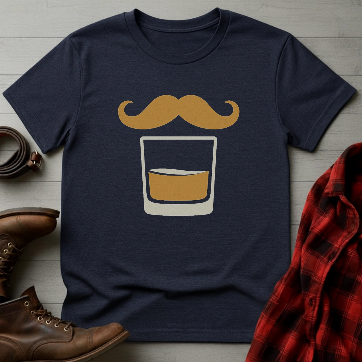 Whiskey Mustache Glass T-Shirt