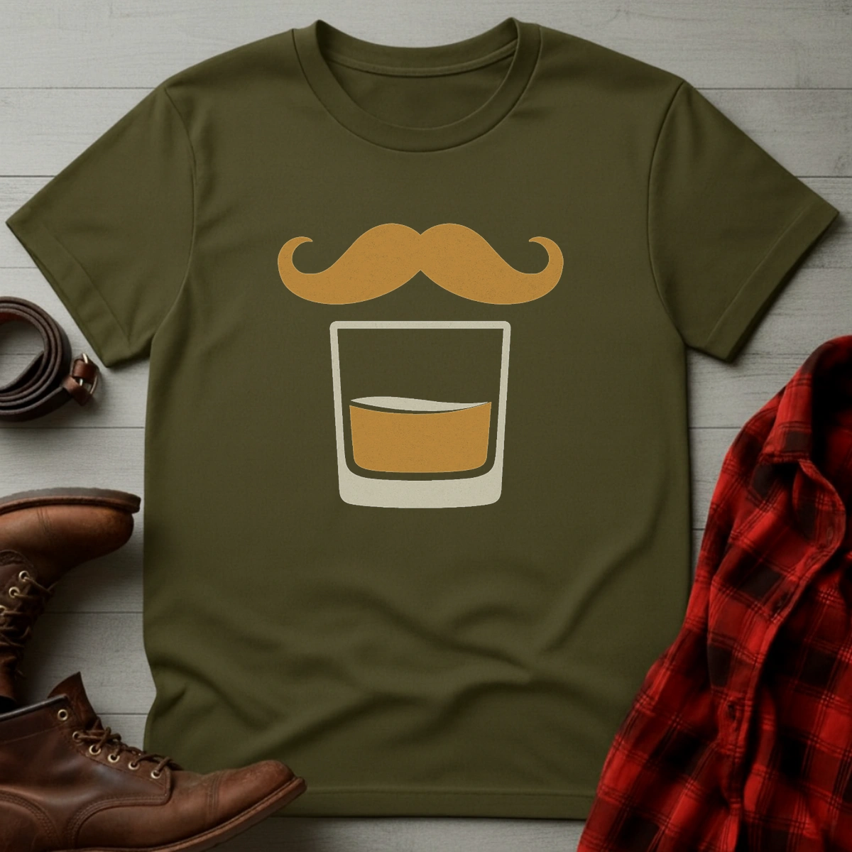 Whiskey Mustache Glass T-Shirt