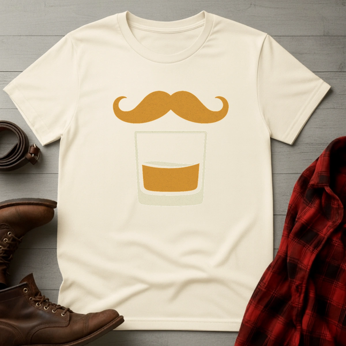 Whiskey Mustache Glass T-Shirt