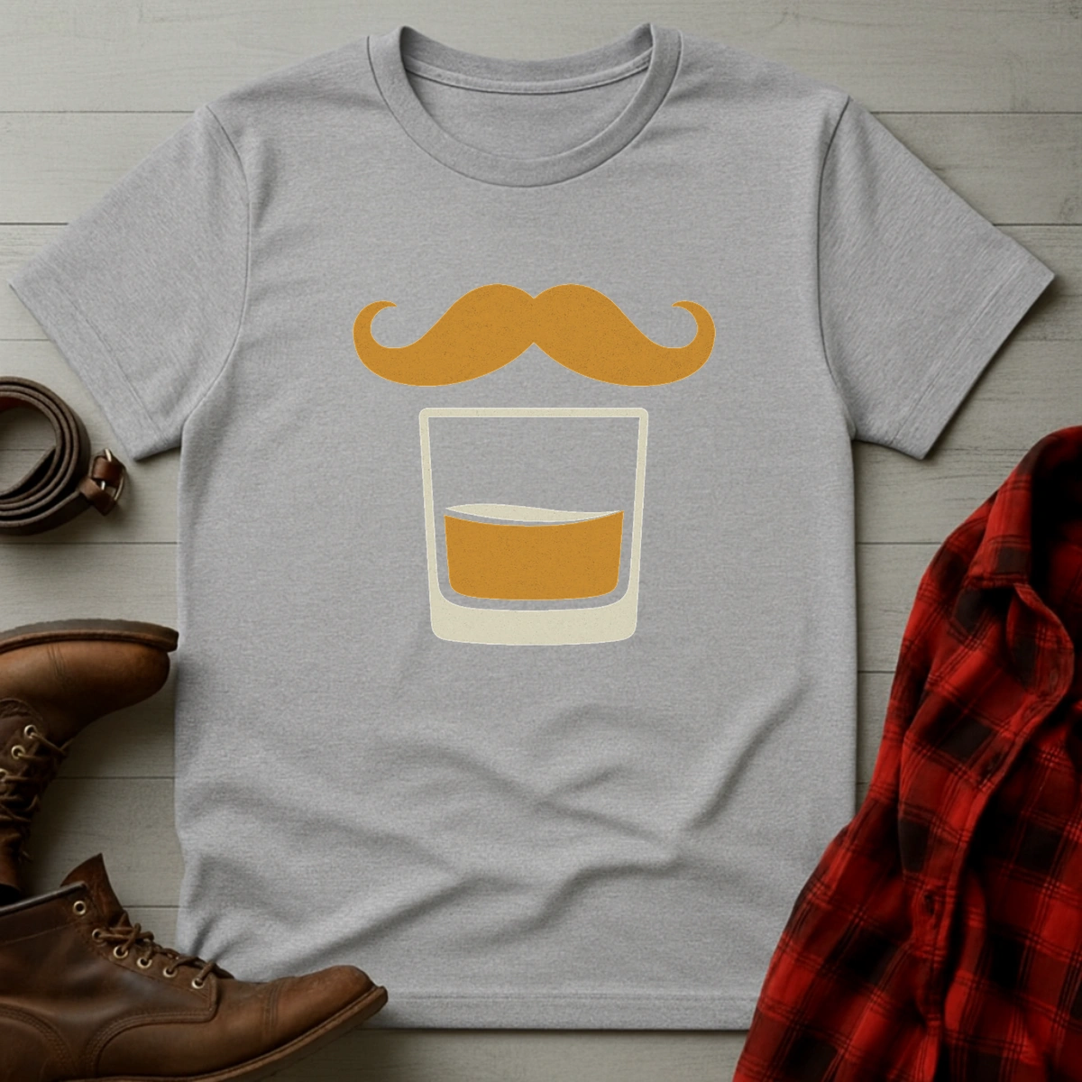 Whiskey Mustache Glass T-Shirt