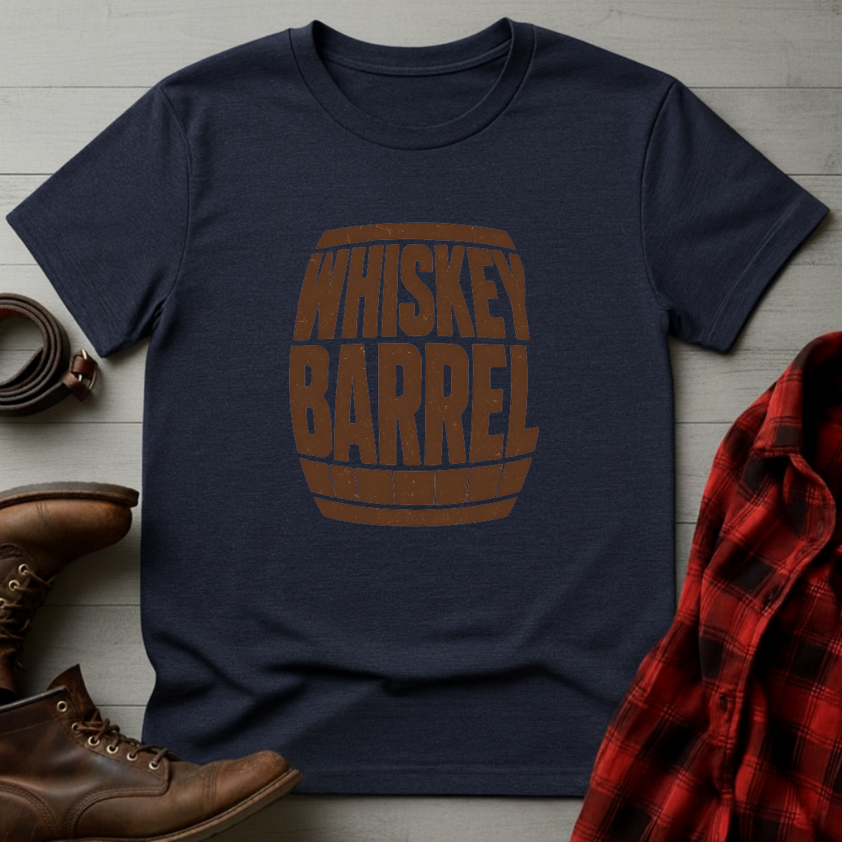 Whiskey Barrel Typography T-Shirt