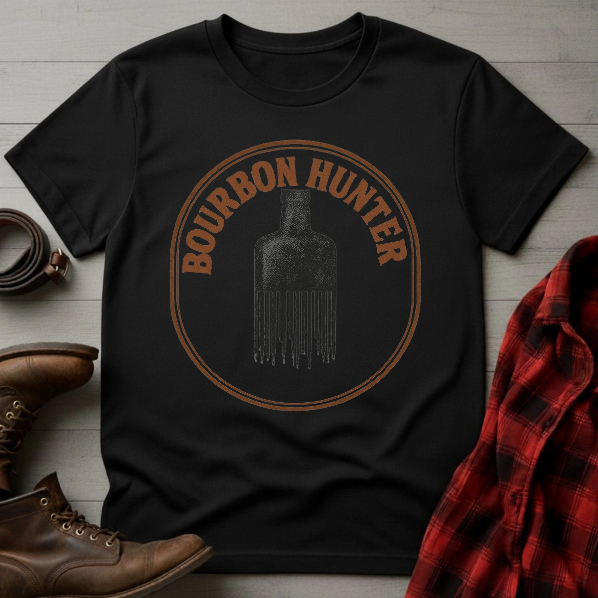 Bourbon Hunter Barcode Bottle T-Shirt