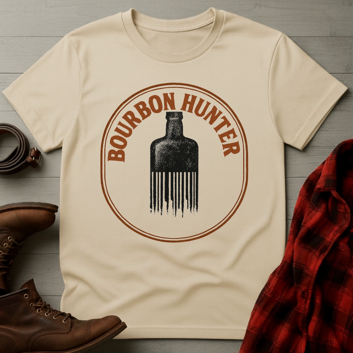 Bourbon Hunter Barcode Bottle T-Shirt