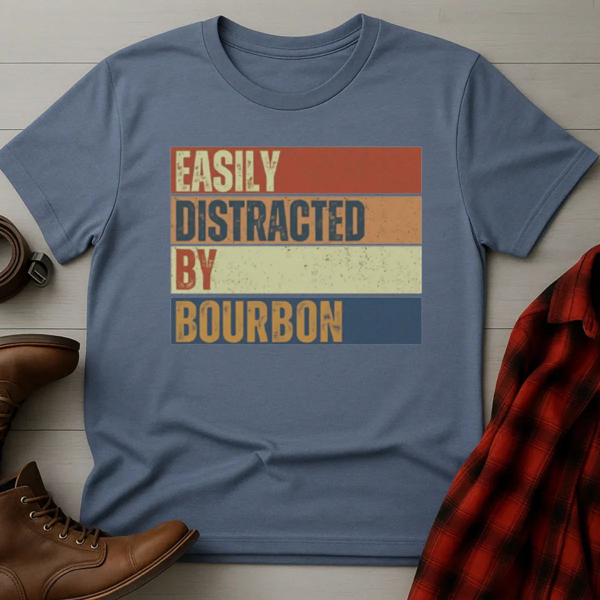 Easily Distracted by Bourbon Retro T-Shirt