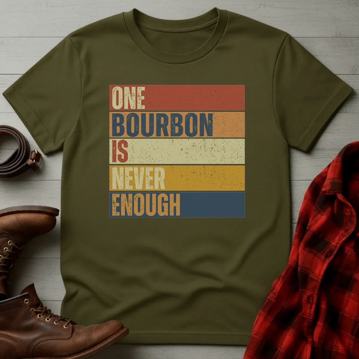 Never Enough Bourbon Retro T-Shirt