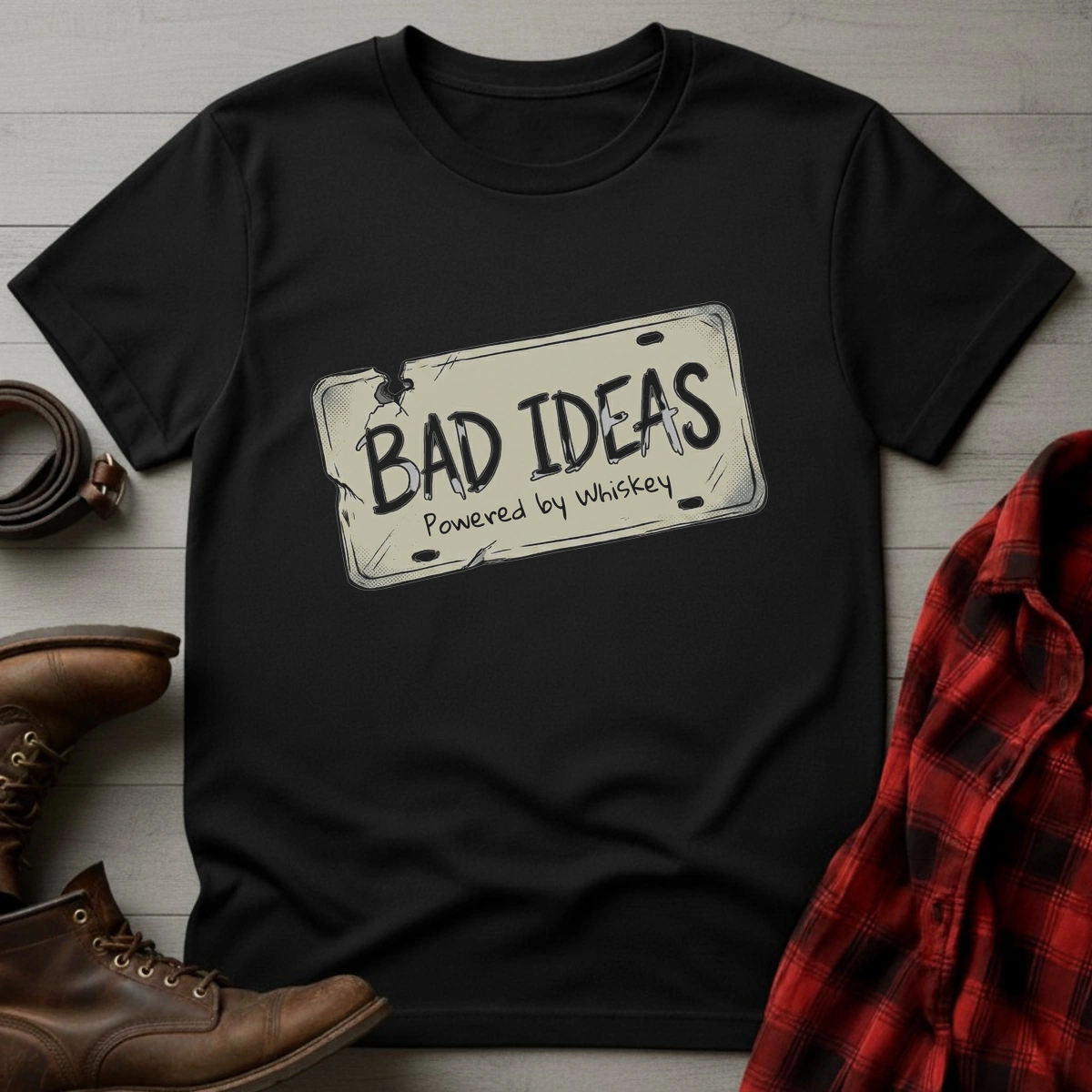 Bad Ideas Powered by Whiskey T-Shirt