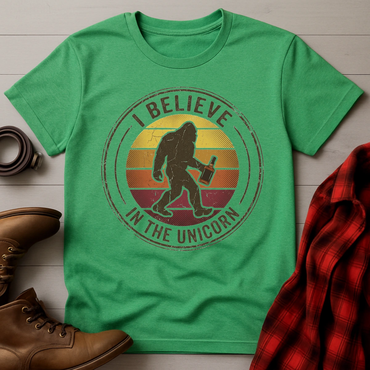 Believe in Unicorn Whiskey Bigfoot T-Shirt