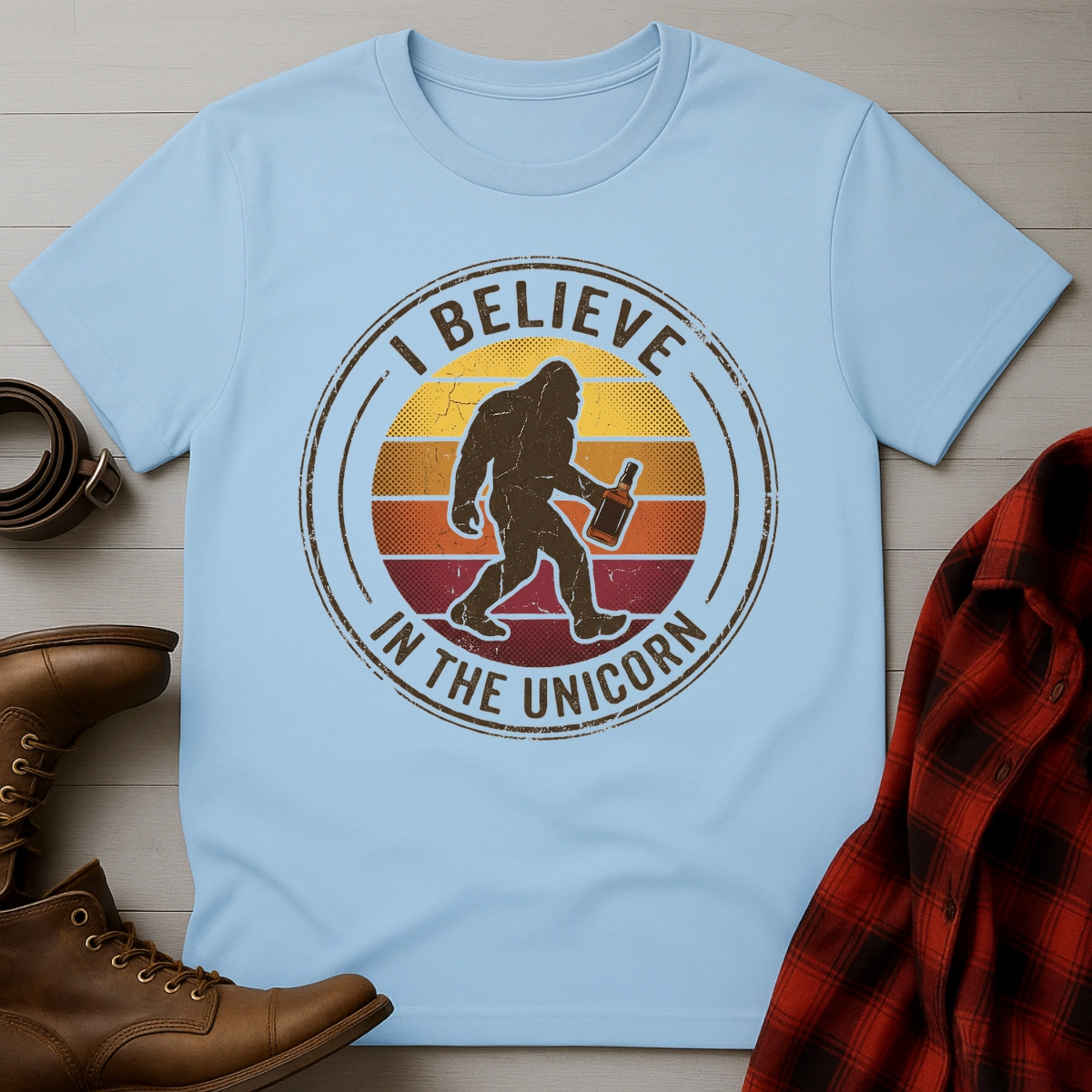 Believe in Unicorn Whiskey Bigfoot T-Shirt