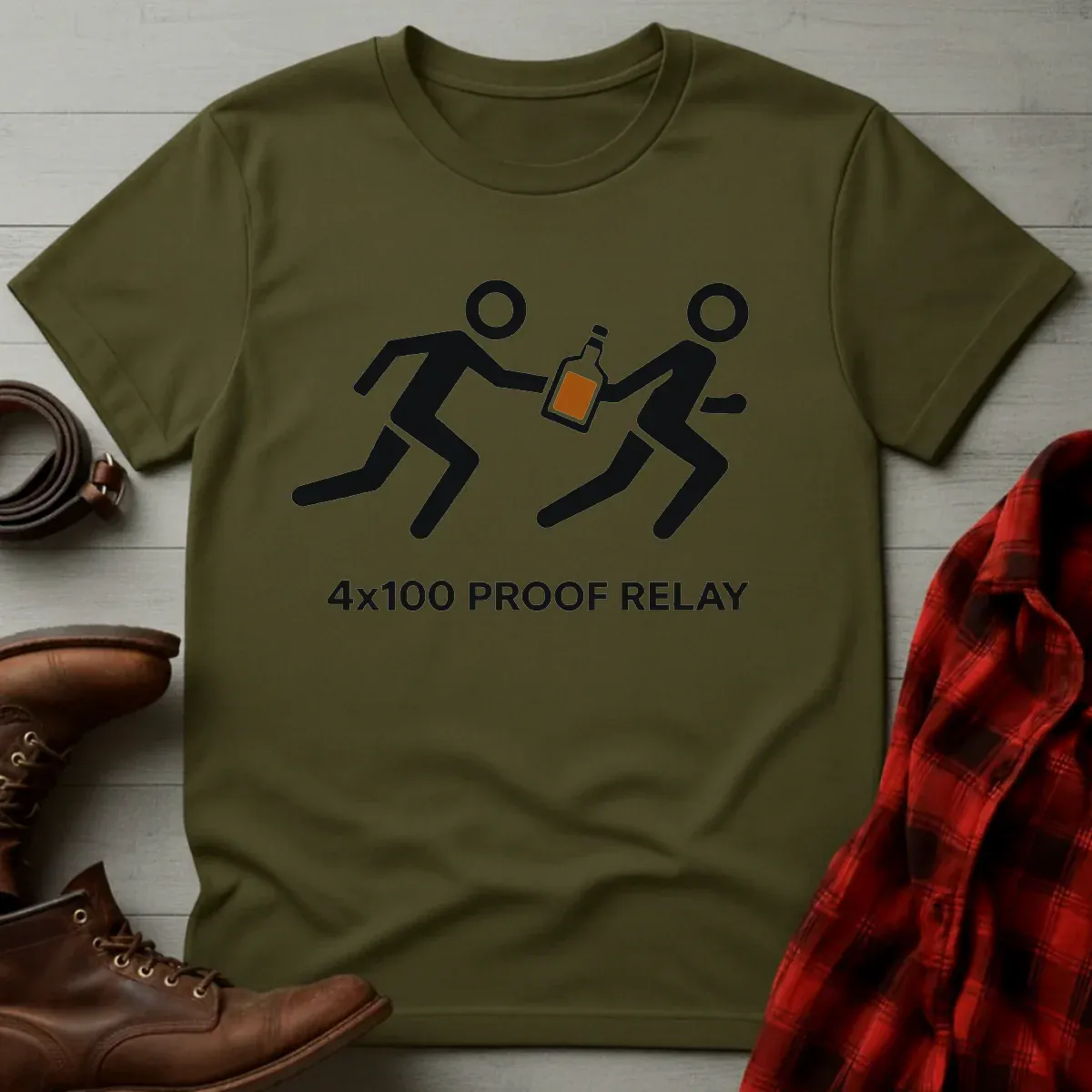 4 x 100 Proof Relay Whiskey T-Shirt