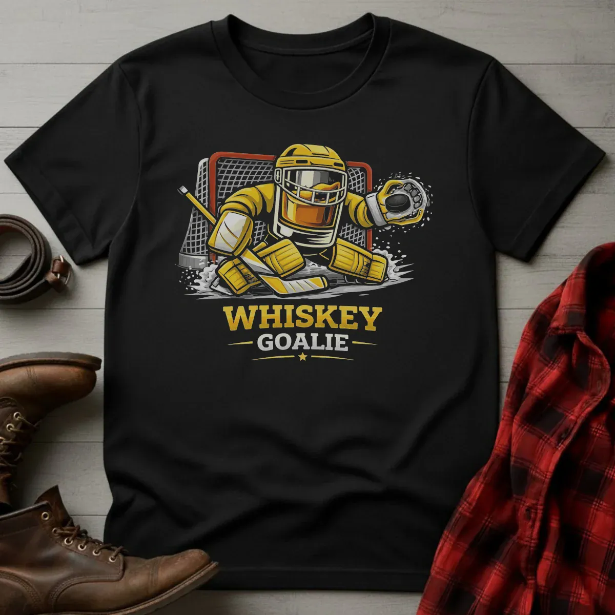Hockey Whiskey Goalie Glass T-Shirt