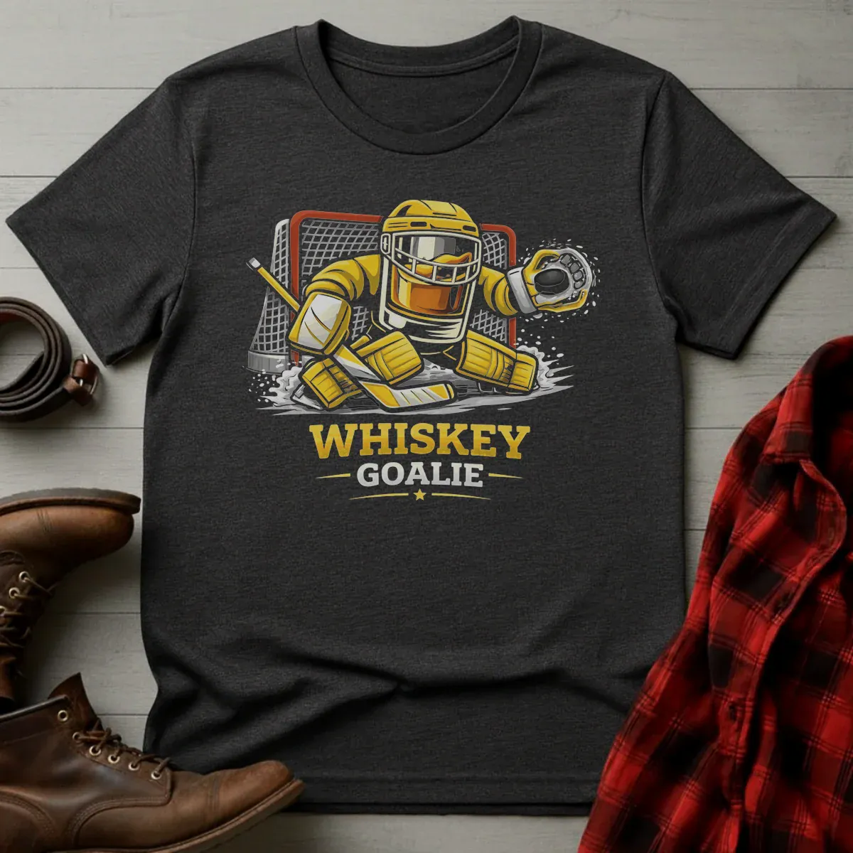 Hockey Whiskey Goalie Glass T-Shirt