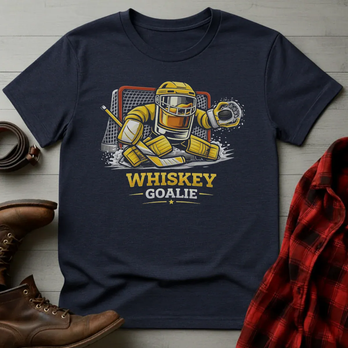 Hockey Whiskey Goalie Glass T-Shirt