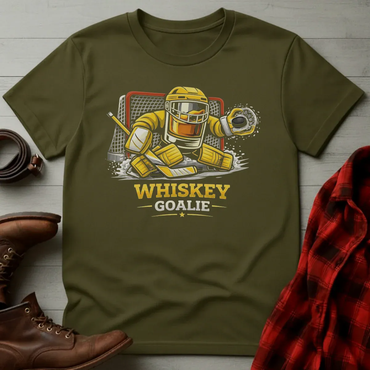 Hockey Whiskey Goalie Glass T-Shirt