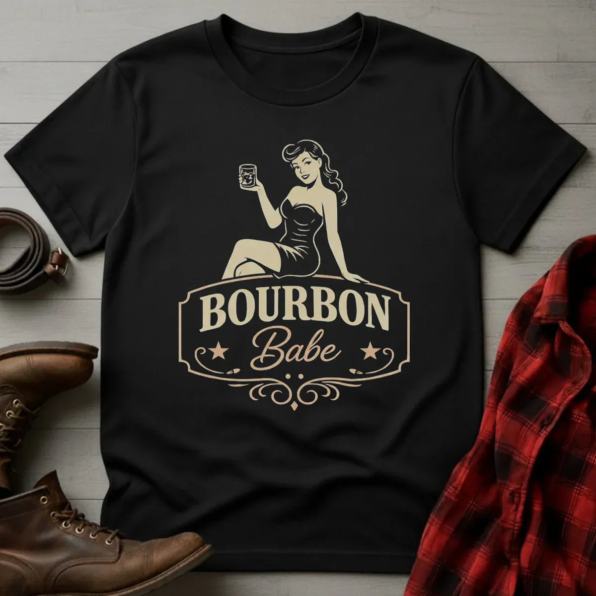 Bourbon Babe Pinup T-Shirt