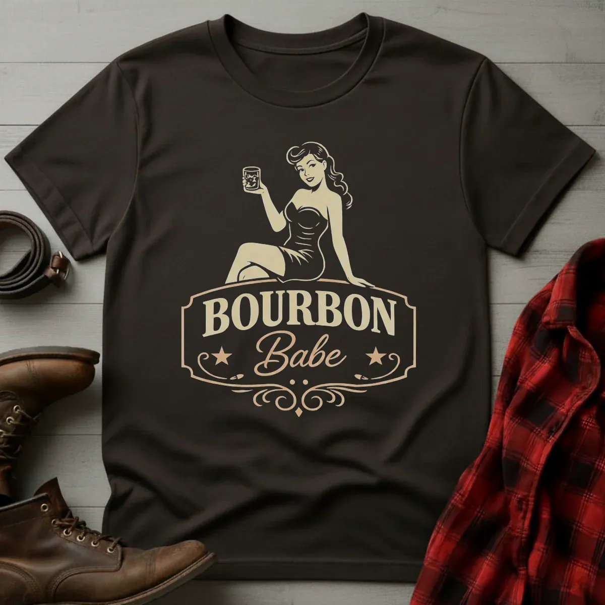 Bourbon Babe Pinup T-Shirt
