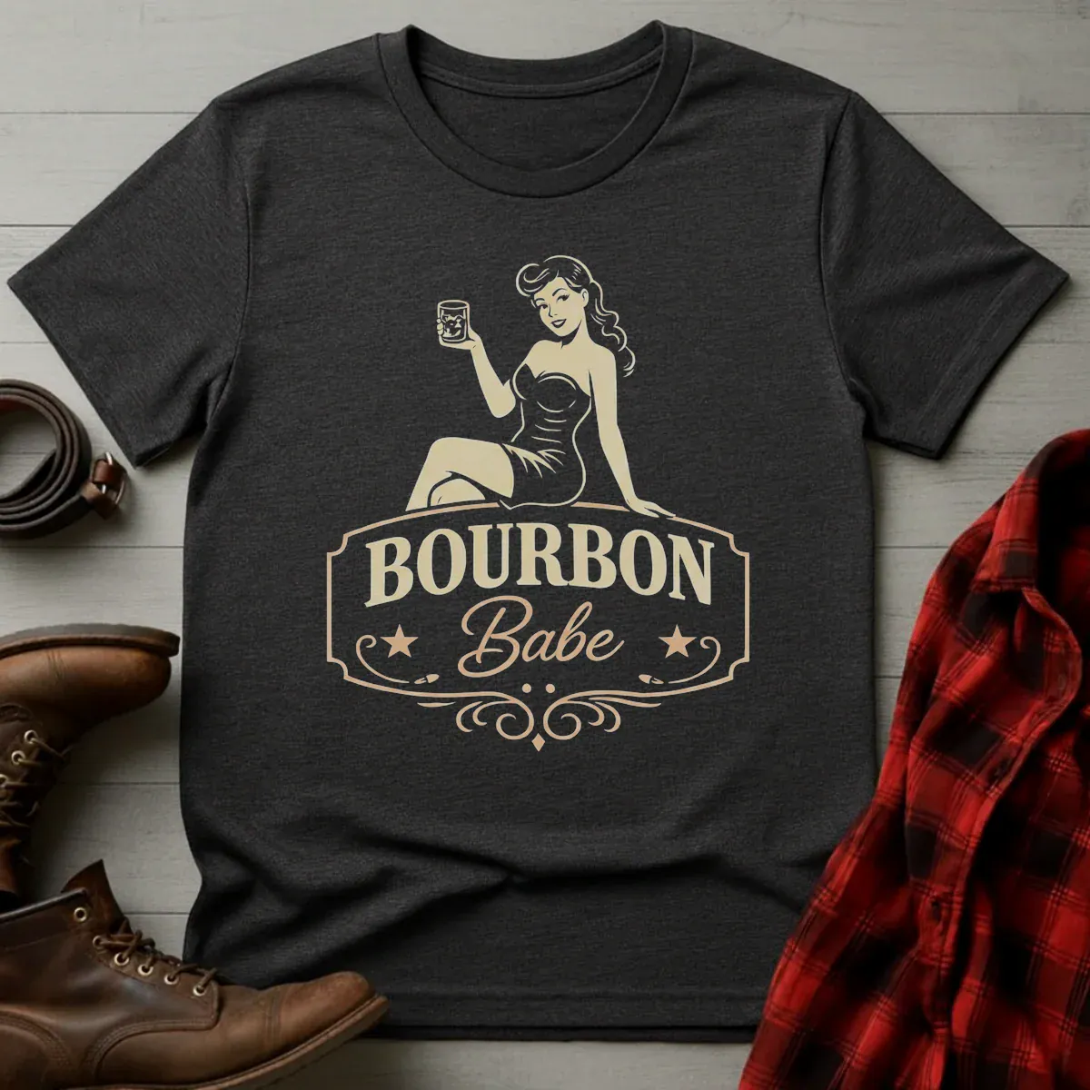 Bourbon Babe Pinup T-Shirt