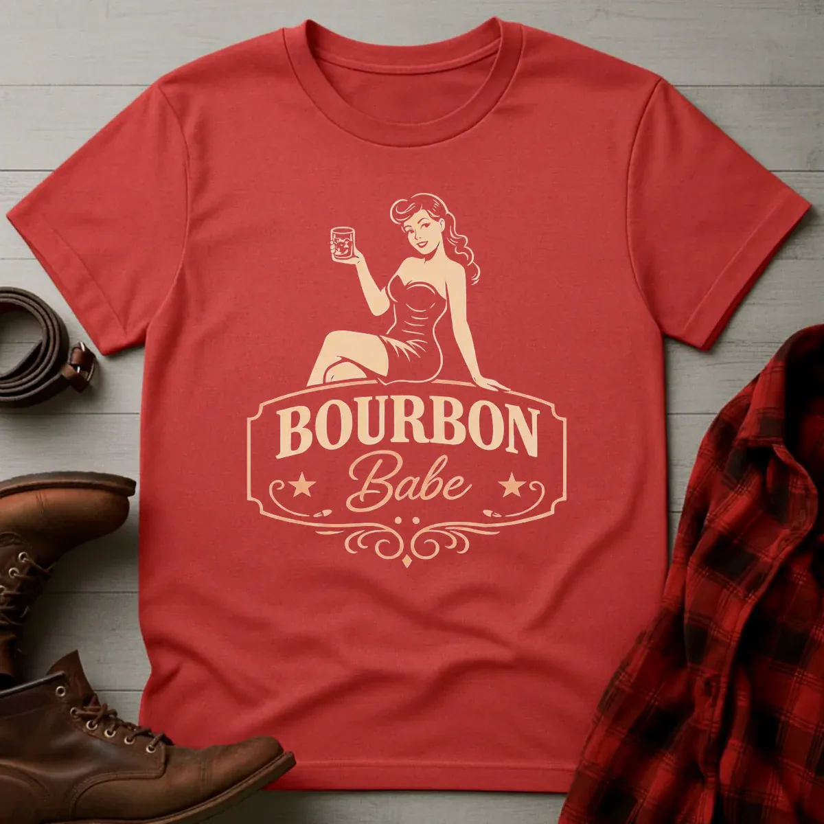 Bourbon Babe Pinup T-Shirt