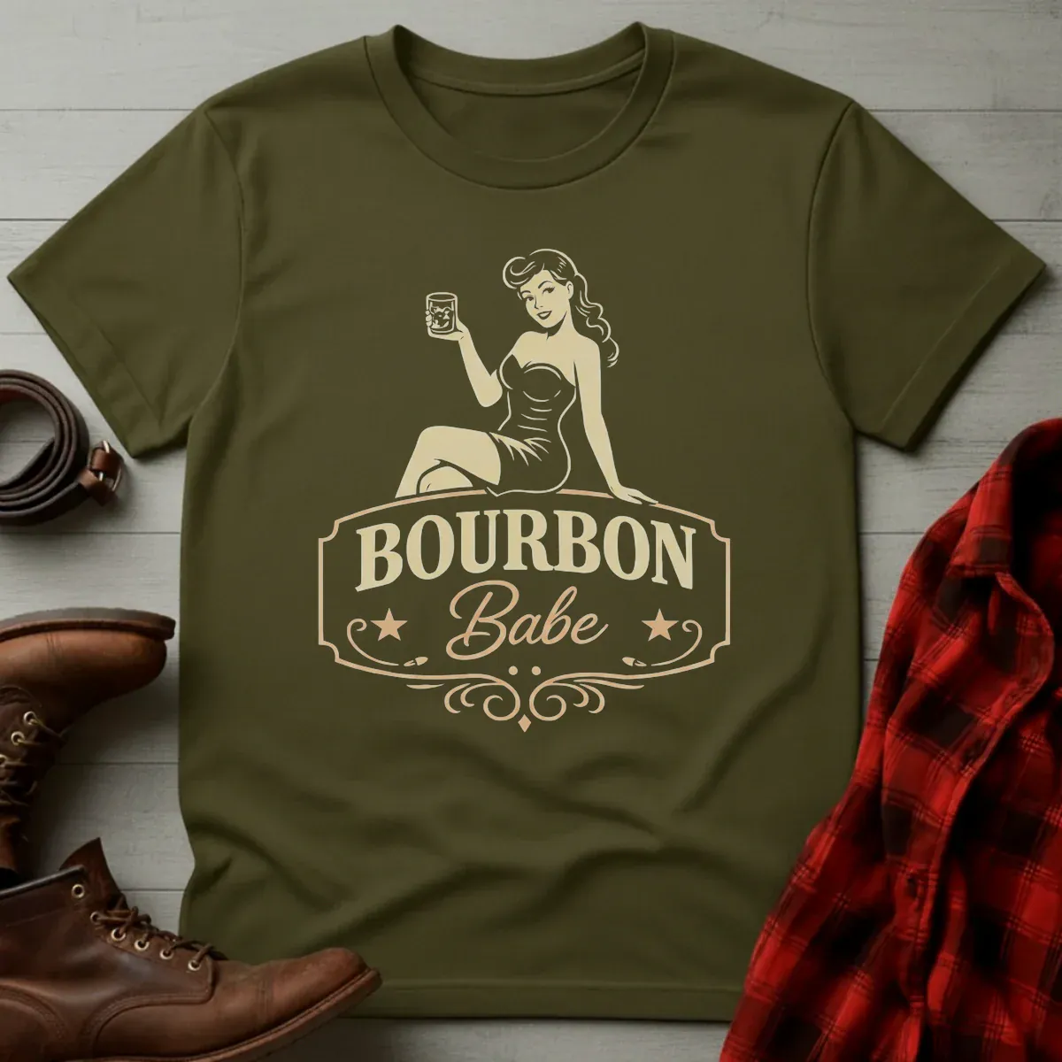 Bourbon Babe Pinup T-Shirt