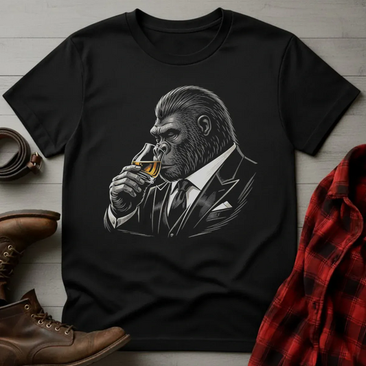 Whiskey Drinking Gentleman Gorilla V2 T-Shirt