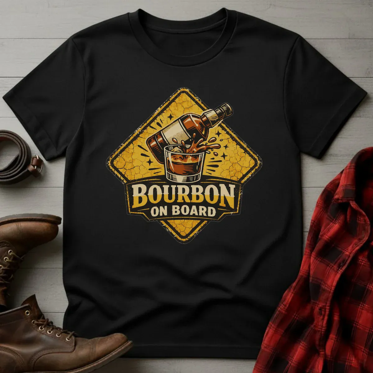 Bourbon on Board Sign T-Shirt
