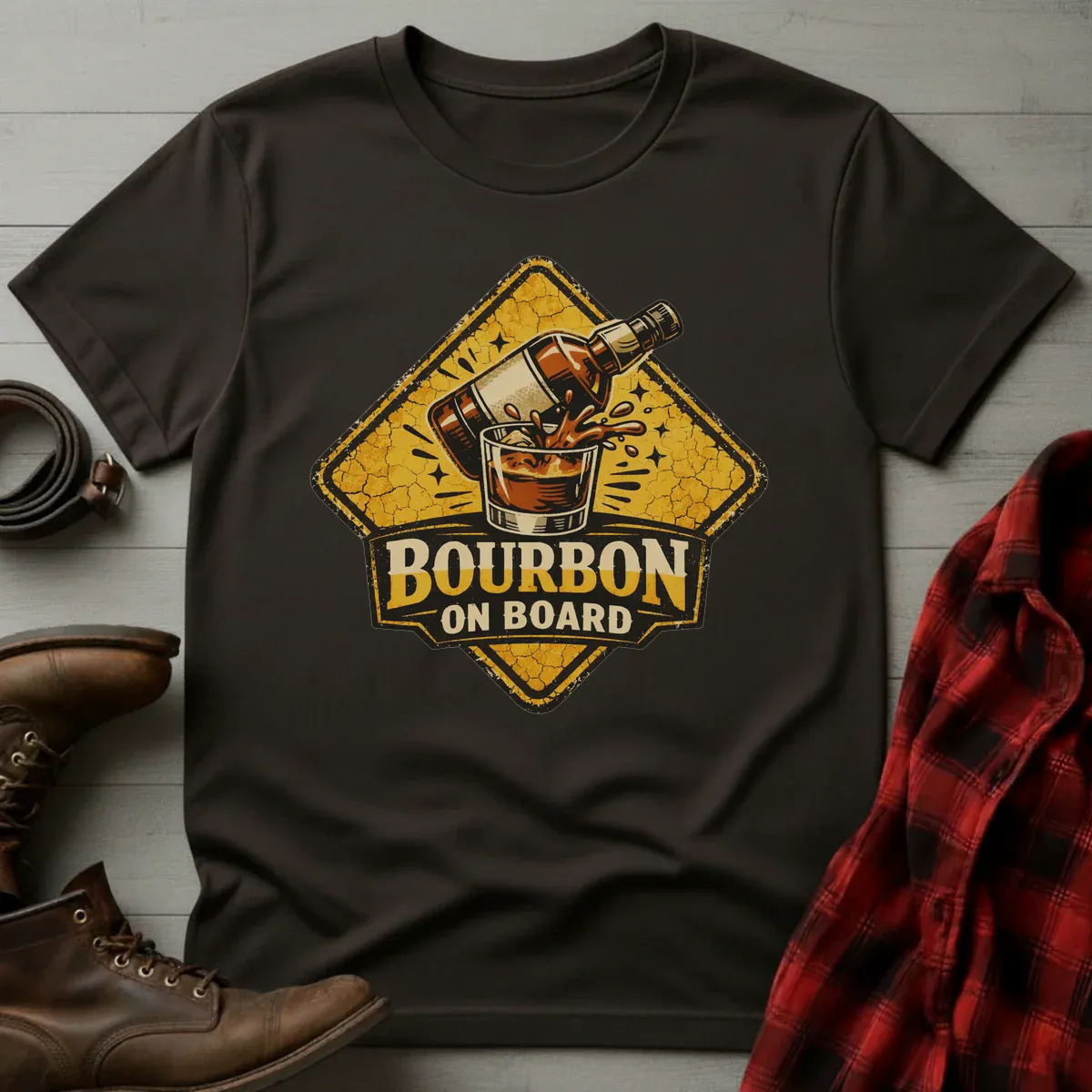Bourbon on Board Sign T-Shirt