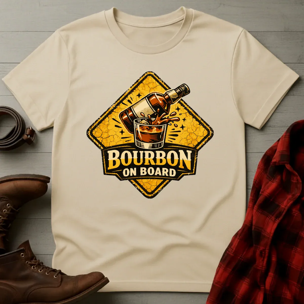 Bourbon on Board Sign T-Shirt