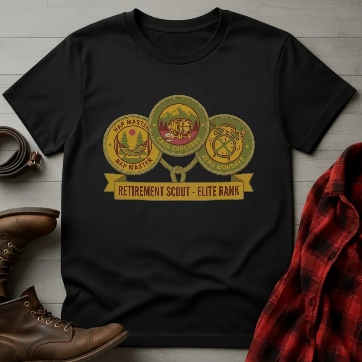 Retirement Scout Elite Rank Whiskey T-Shirt