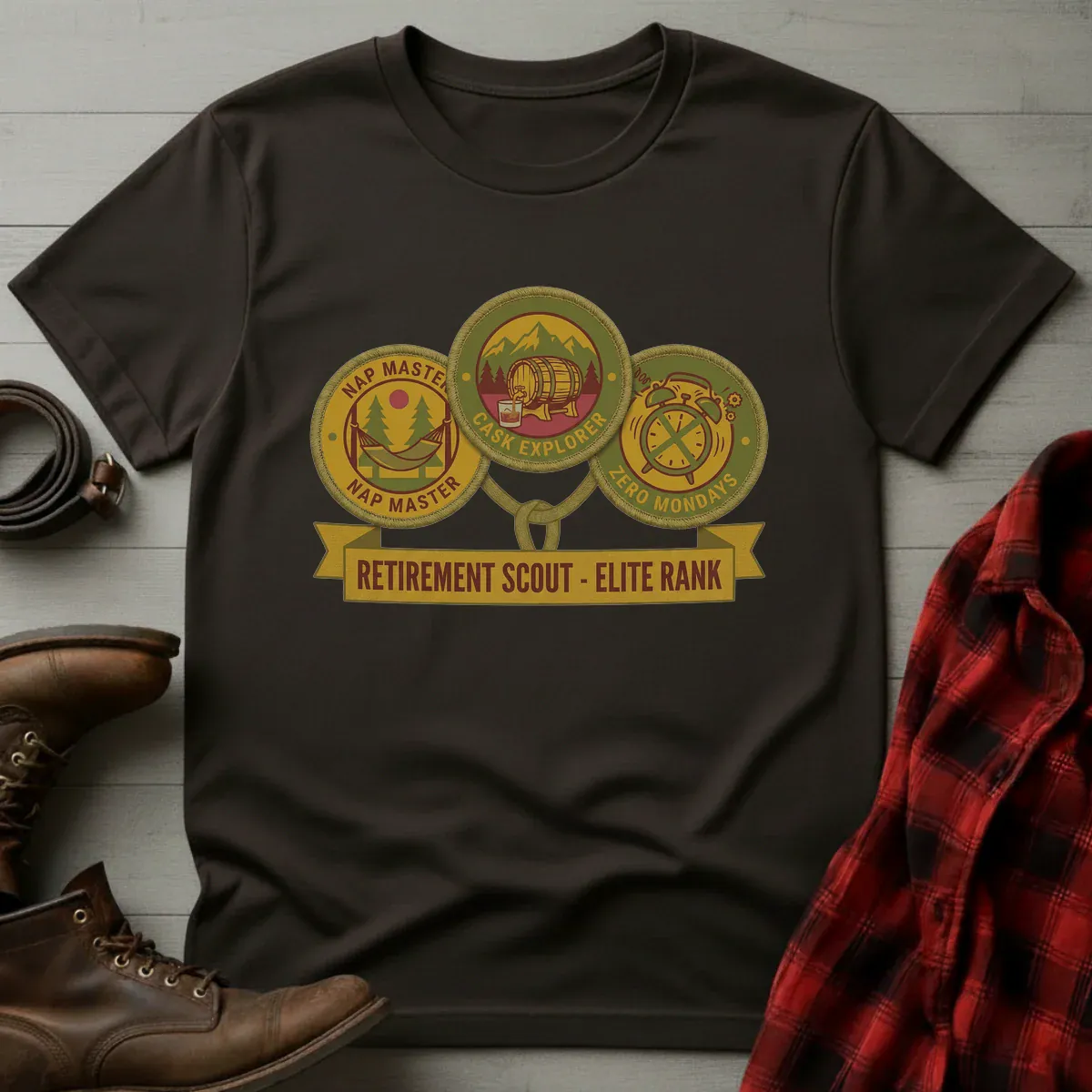 Retirement Scout Elite Rank Whiskey T-Shirt