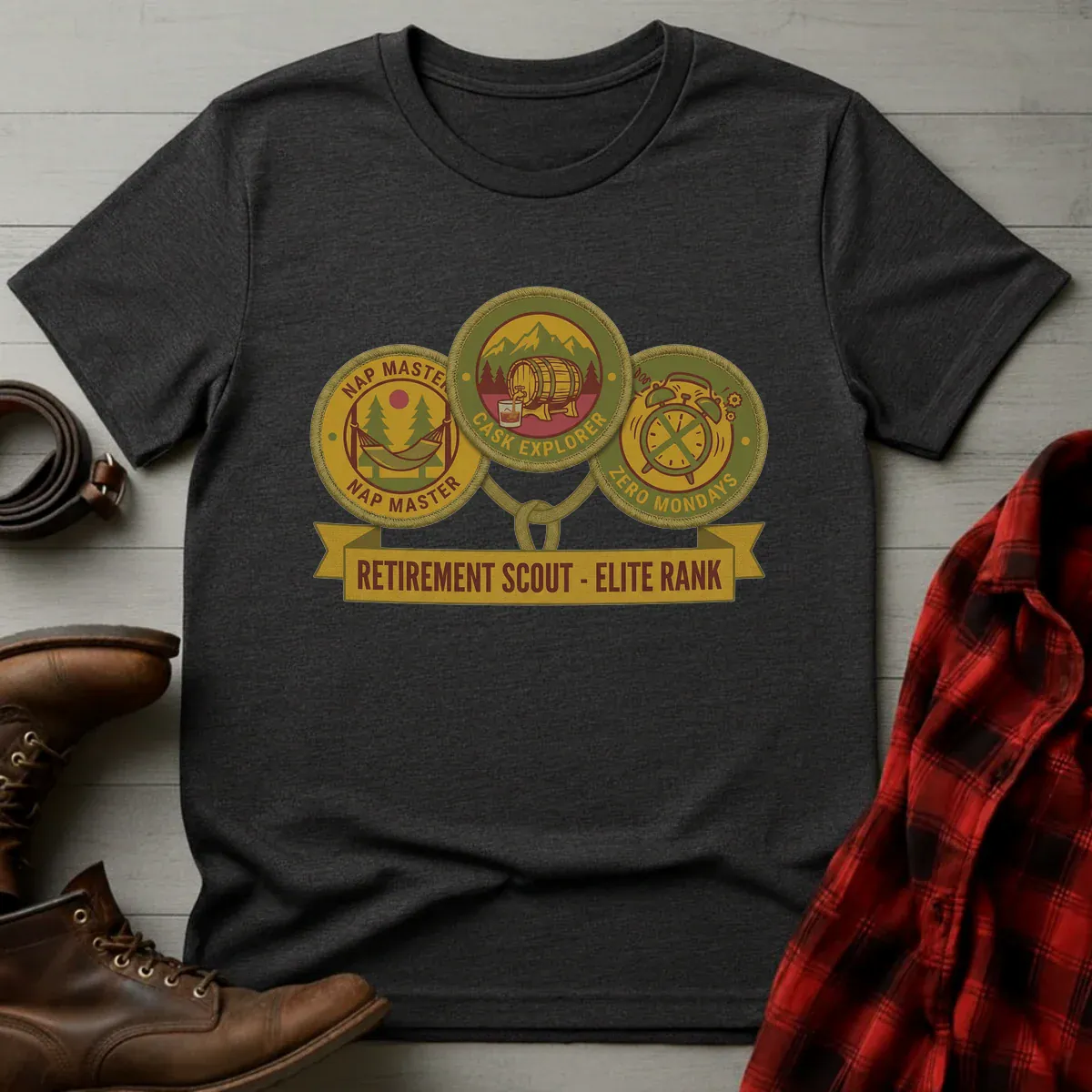 Retirement Scout Elite Rank Whiskey T-Shirt