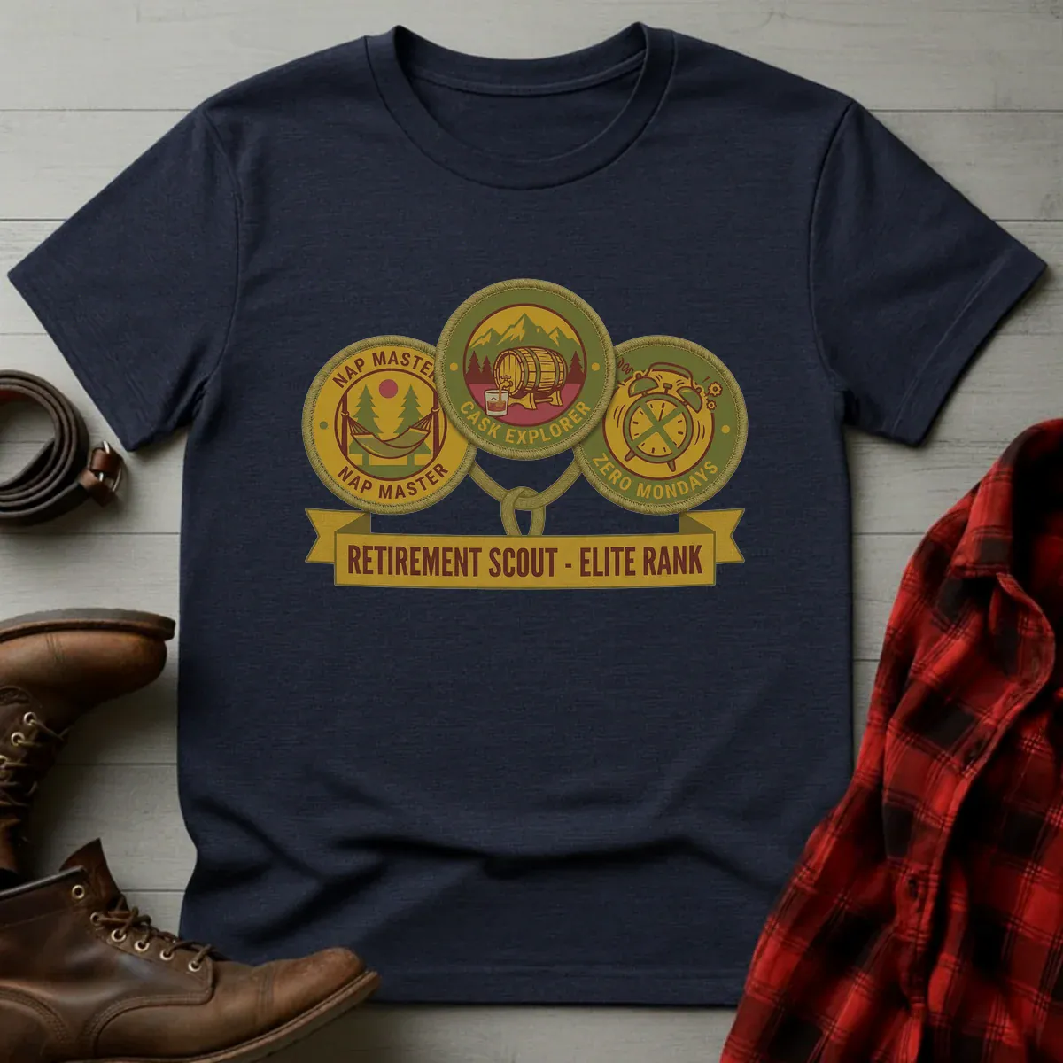 Retirement Scout Elite Rank Whiskey T-Shirt