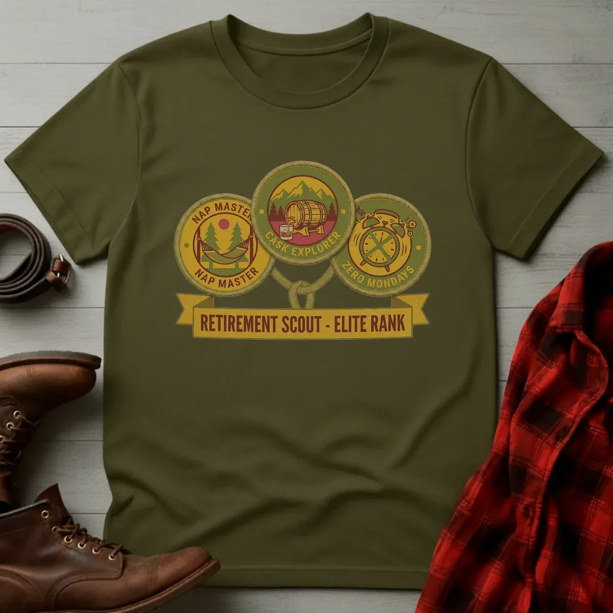 Retirement Scout Elite Rank Whiskey T-Shirt