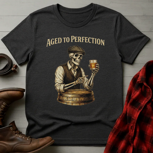 Aged to Perfection Skeleton Whiskey Barrel T-Shirt