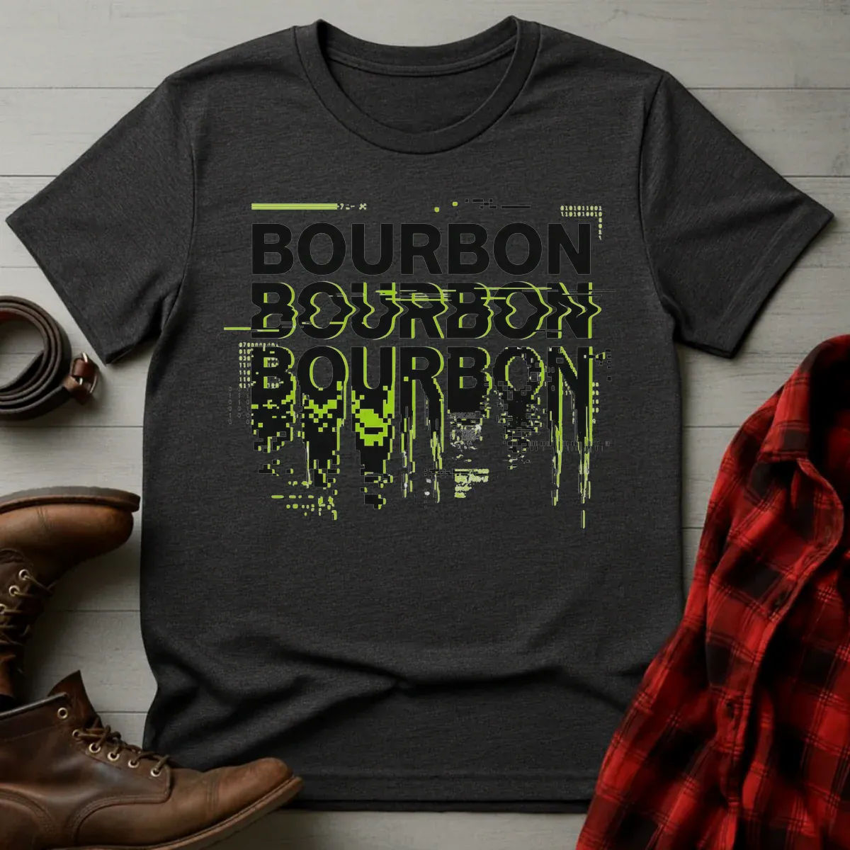 Bourbon Glitch Digital Distortion T-Shirt