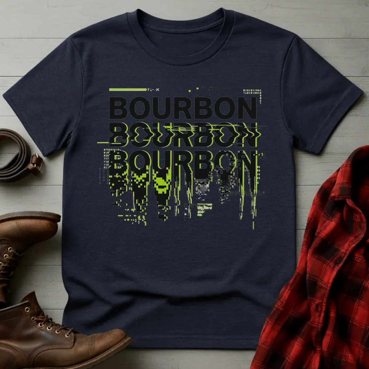 Bourbon Glitch Digital Distortion T-Shirt