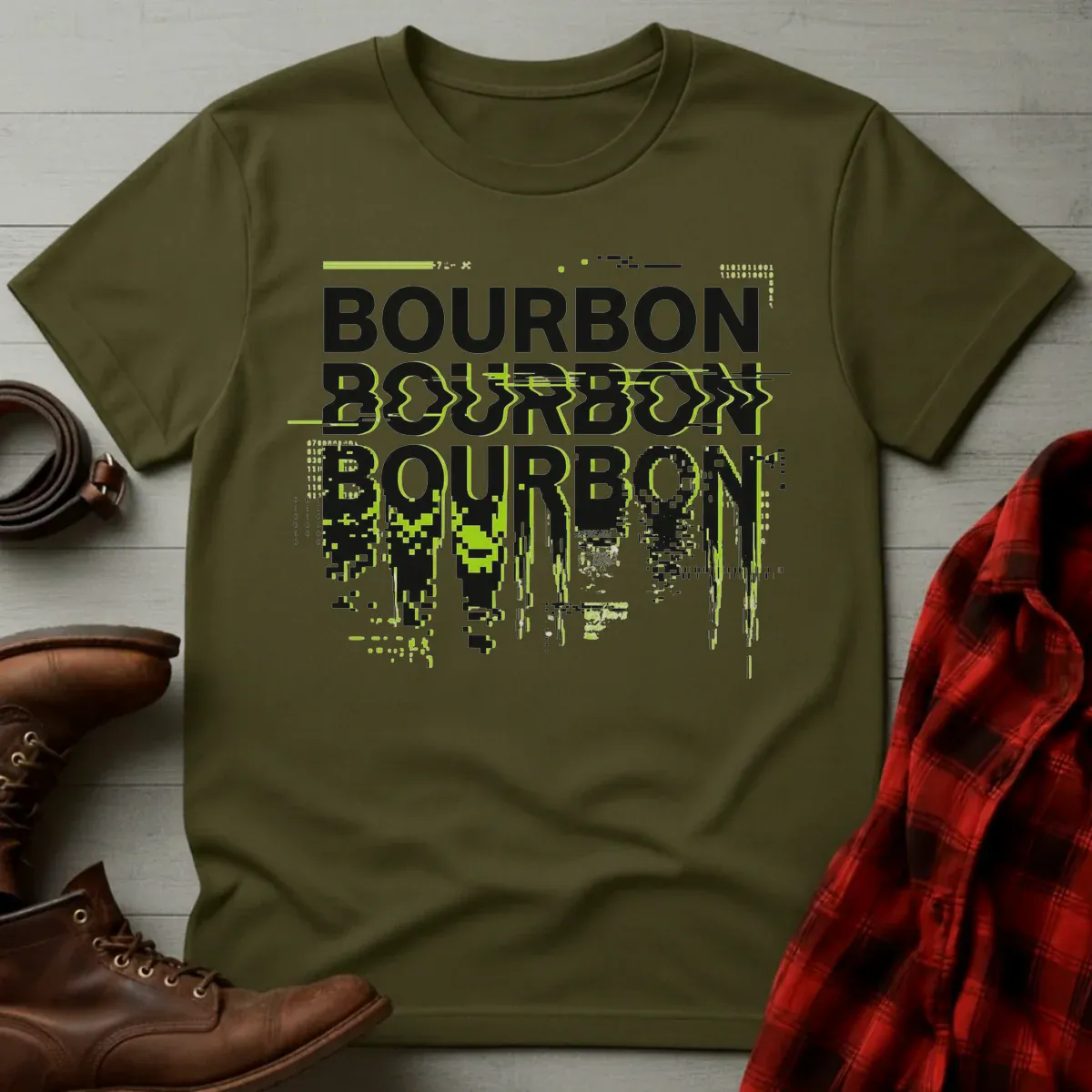 Bourbon Glitch Digital Distortion T-Shirt