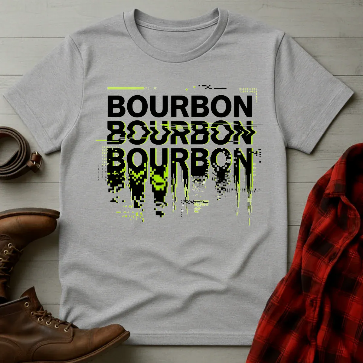 Bourbon Glitch Digital Distortion T-Shirt