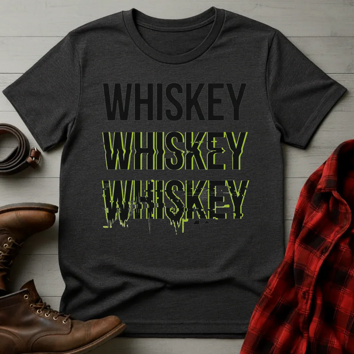 Whiskey Glitch Digital Distortion T-Shirt