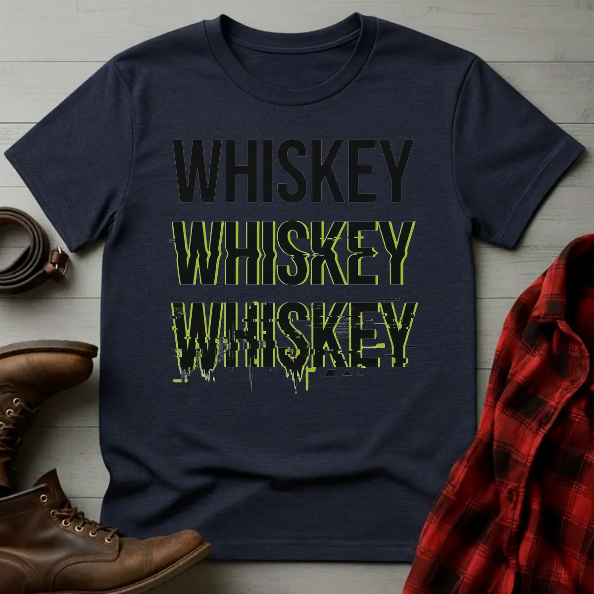 Whiskey Glitch Digital Distortion T-Shirt