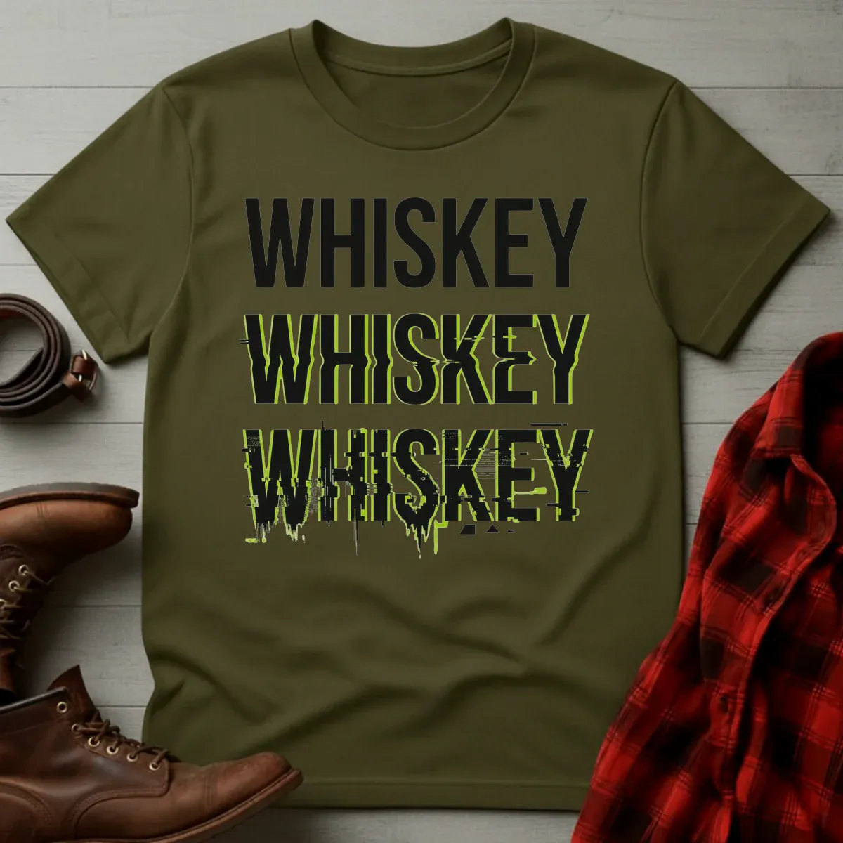 Whiskey Glitch Digital Distortion T-Shirt