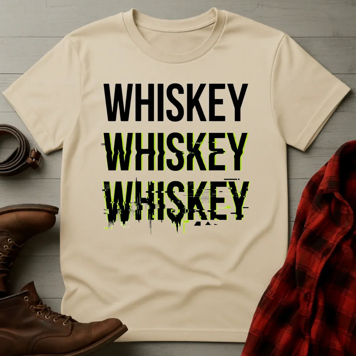 Whiskey Glitch Digital Distortion T-Shirt