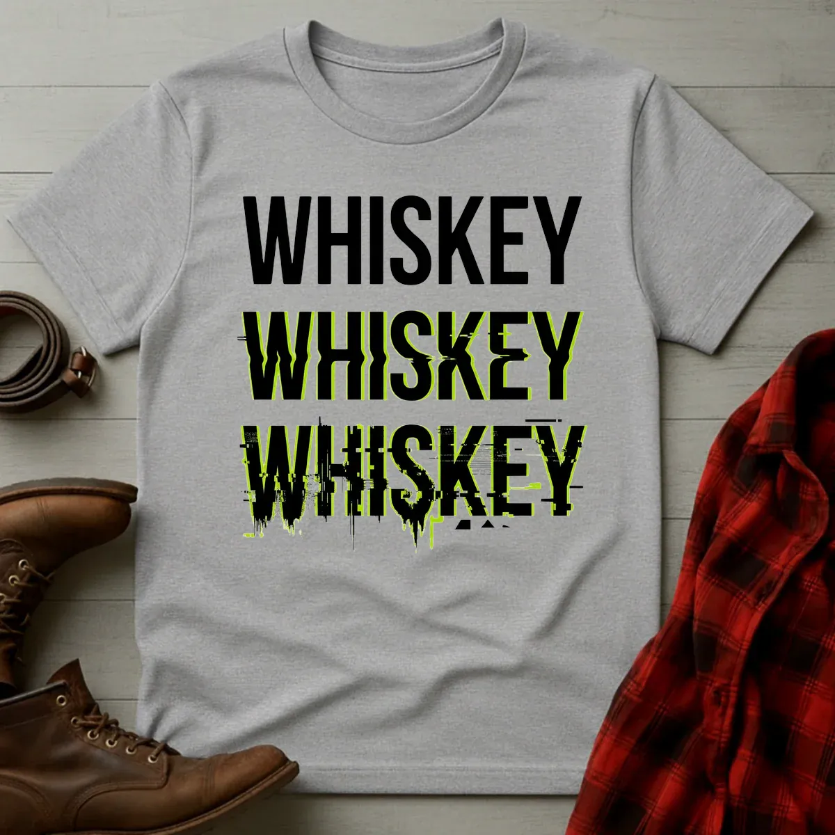 Whiskey Glitch Digital Distortion T-Shirt