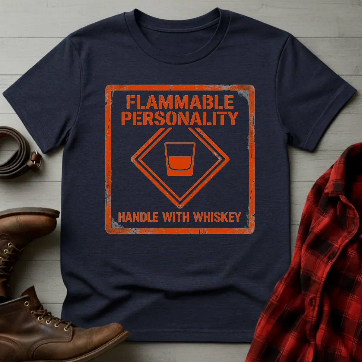 Flammable Personality Handle with Whiskey T-Shirt