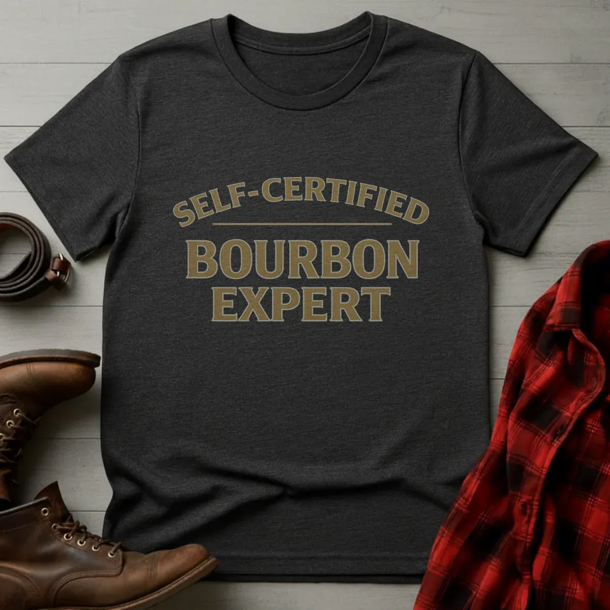 Self-Certified Bourbon Expert Typography T-Shirt
